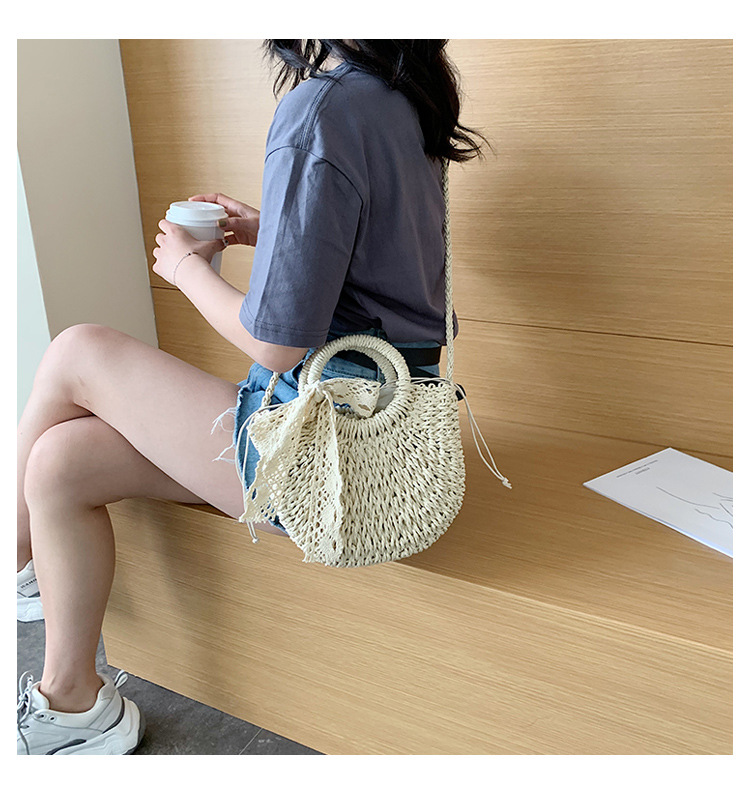 Lightweight Vegetable Basket Straw Woven Small Bag New Trendy Fashion Lace Female Bag display picture 5