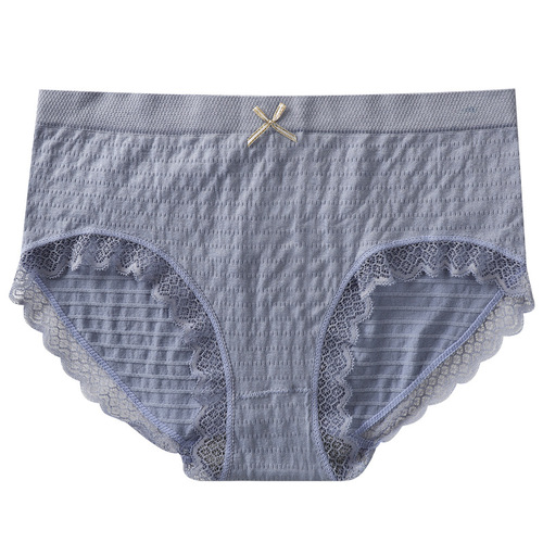 Underwear Women's graphene antibacterial lace bubble pants breathable large size fat mm mid-waist women's briefs