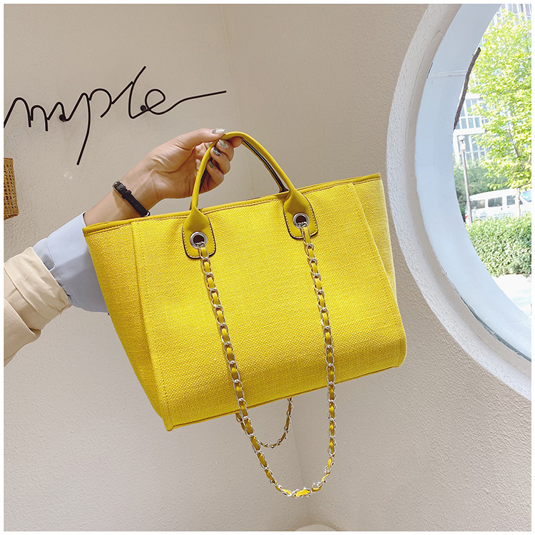 Yuezi Foreign Trade 2024 New European and American Bucket Women's Bag Large Capacity Portable Single Shoulder Diagonal Chain Tote Bag_voghion.com