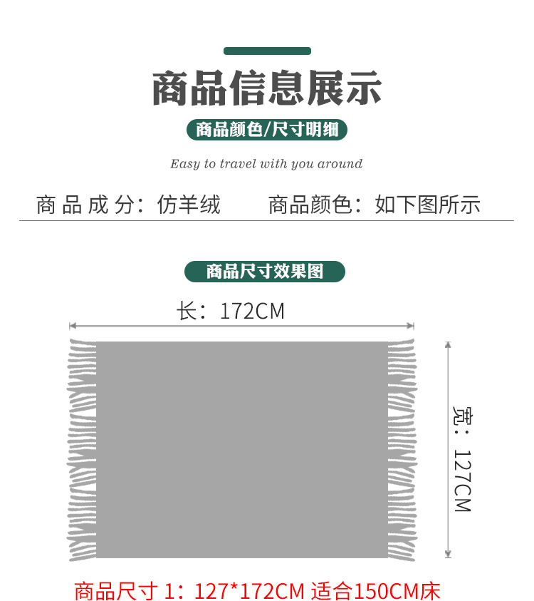 沙发毯盖毯毛毯 针织毯办公室午睡毯提花小毯子美式搭毯线毯详情21