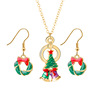Christmas accessory, small bell, necklace and earrings for elderly, set, European style, wholesale
