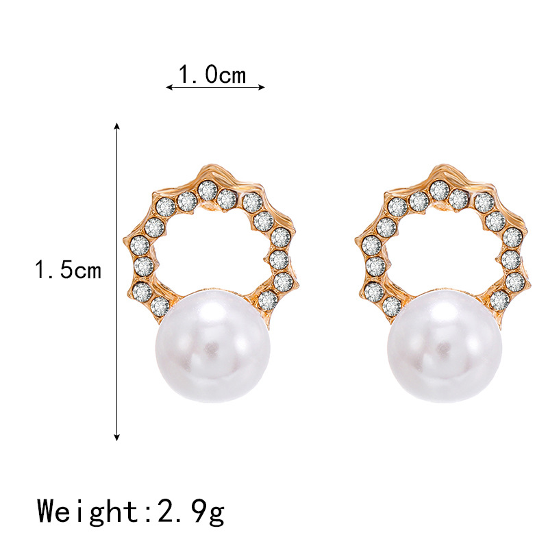 Korean Fashion Pearl Rhinestone Love Star Earrings Wholesale Nihaojewelry display picture 8