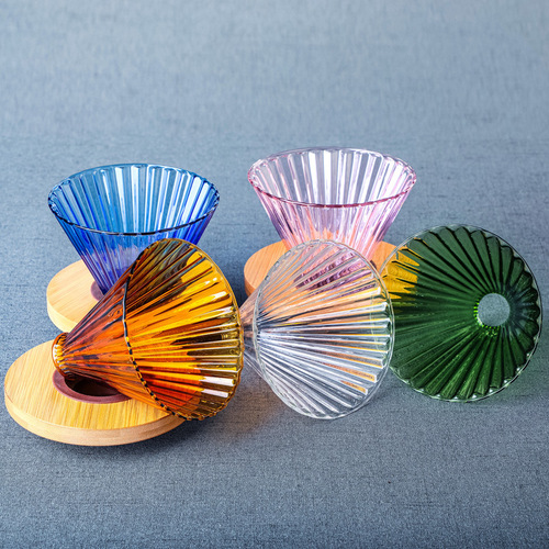 Heat-resistant colored glass coffee filter cup drip-type V60 funnel share coffee pot filter cup ogo