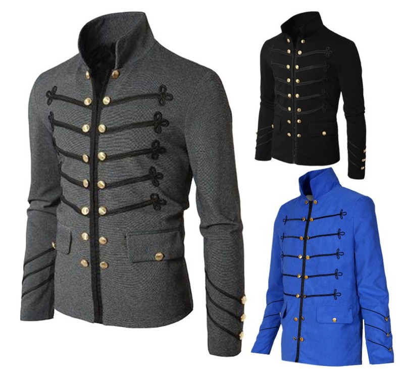  popular medieval male  cosplay jacket jazz dance coat for men youth with embroidered buttons solid color stage performance men's jacket