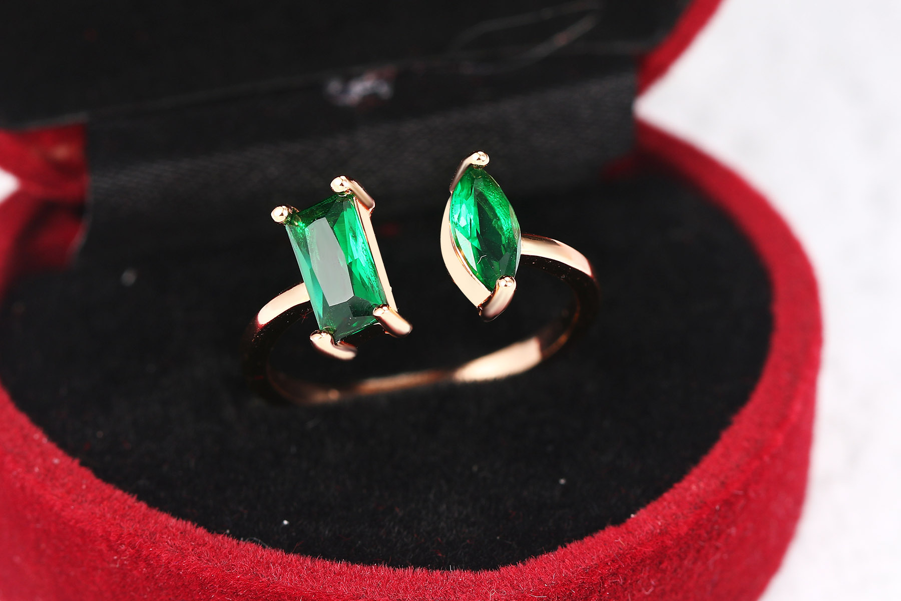 Simple Style Geometric Copper Inlay Zircon Rings 1 Piece