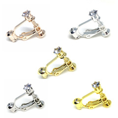 DIY earring materials screw earring hooks accessories with 4mm zirconia gemstones no piercing earring conversion ear pin converter