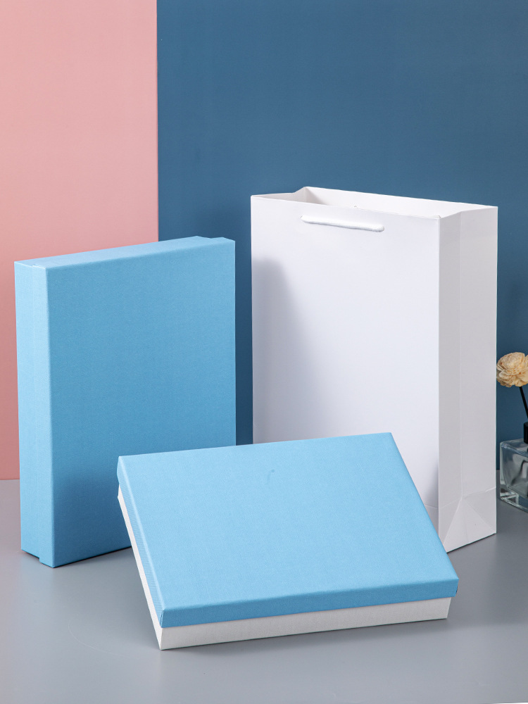 现货礼品盒蓝绿酒红色礼物盒衣服围巾礼盒空盒包装盒子长简约定制