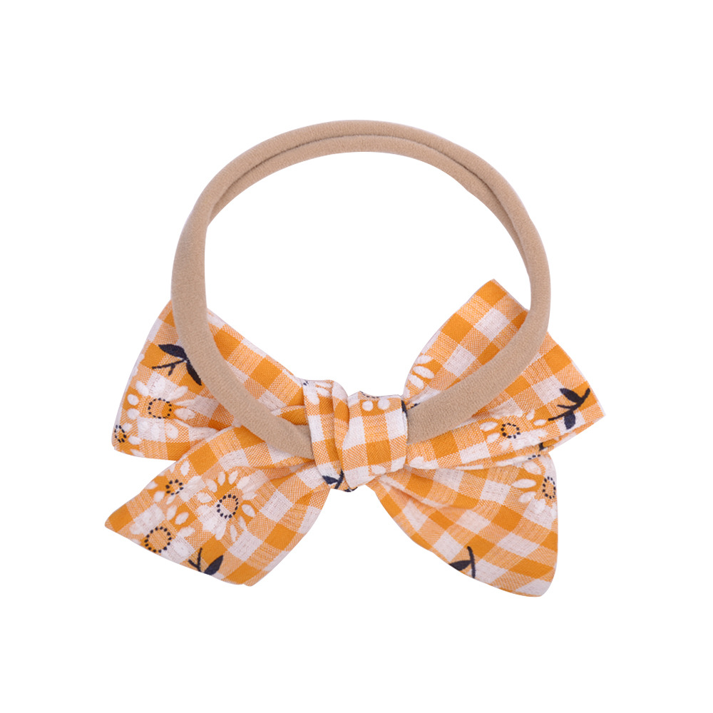 New Style Plaid Bow Flower Nylon Hairband Set display picture 4