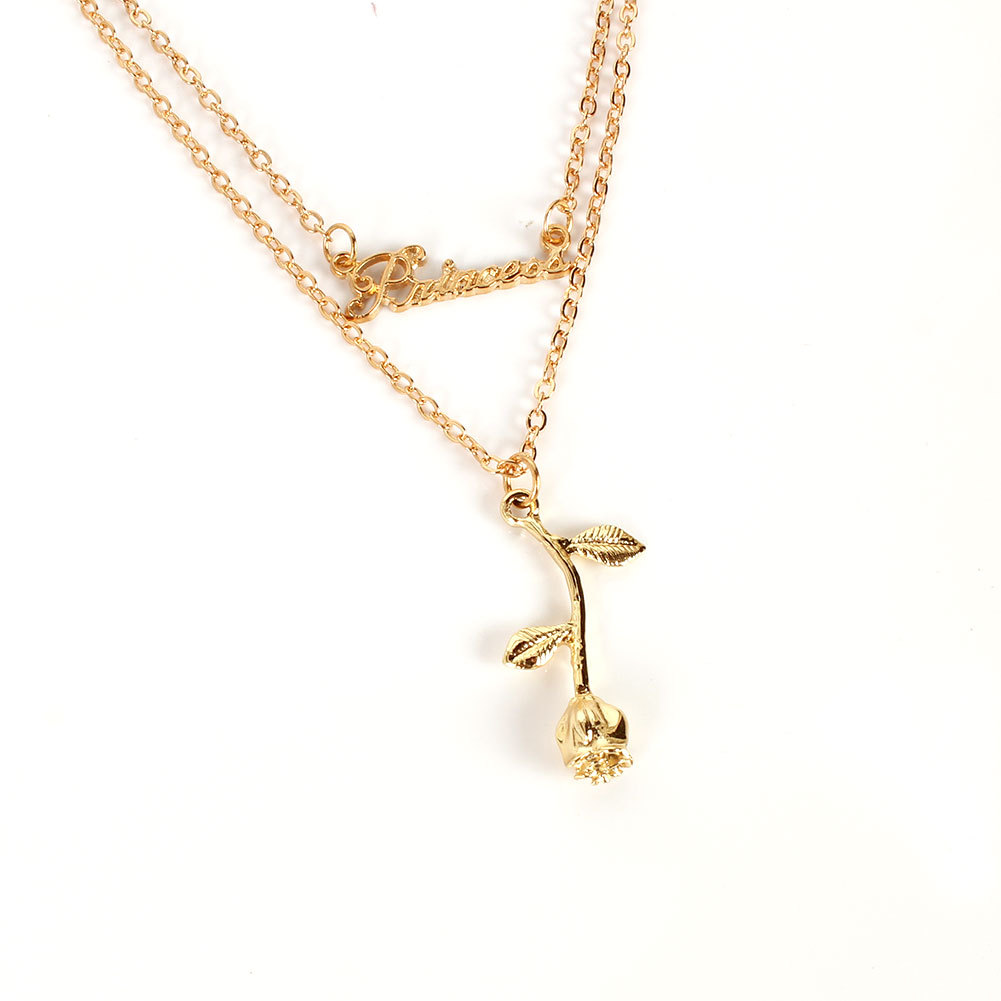 Collier De Style Simple Alliage De Mode Rose Pendentif Chaîne De Clavicule Collier En Gros Nihaojewelry display picture 3