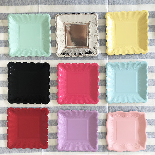 Thickened Disposable Plate Gold-Color Colored Paper Plate Party Fruit Plate Fruit Dessert Table Cake Small Plate Afternoon Tea