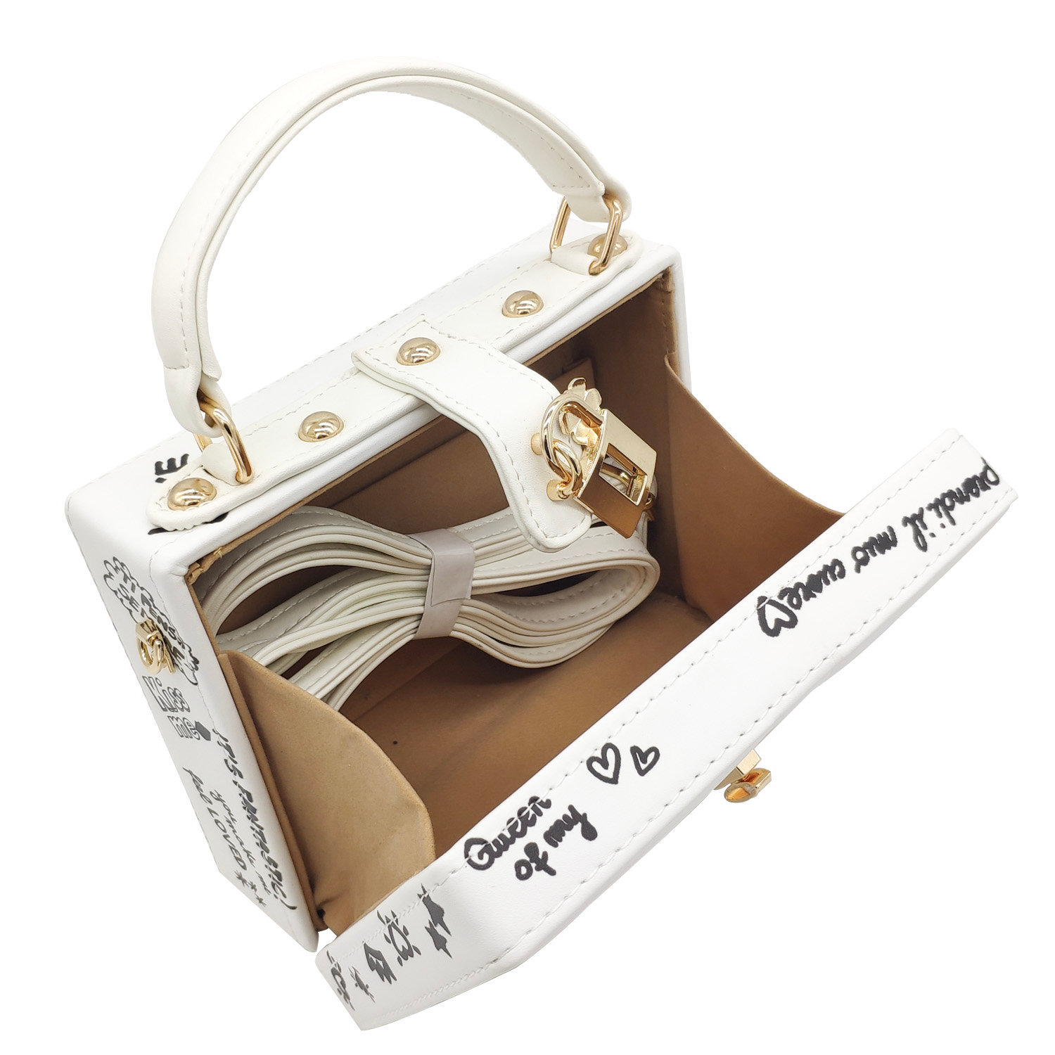 Graffiti Box Lock Small Square Handbag display picture 2