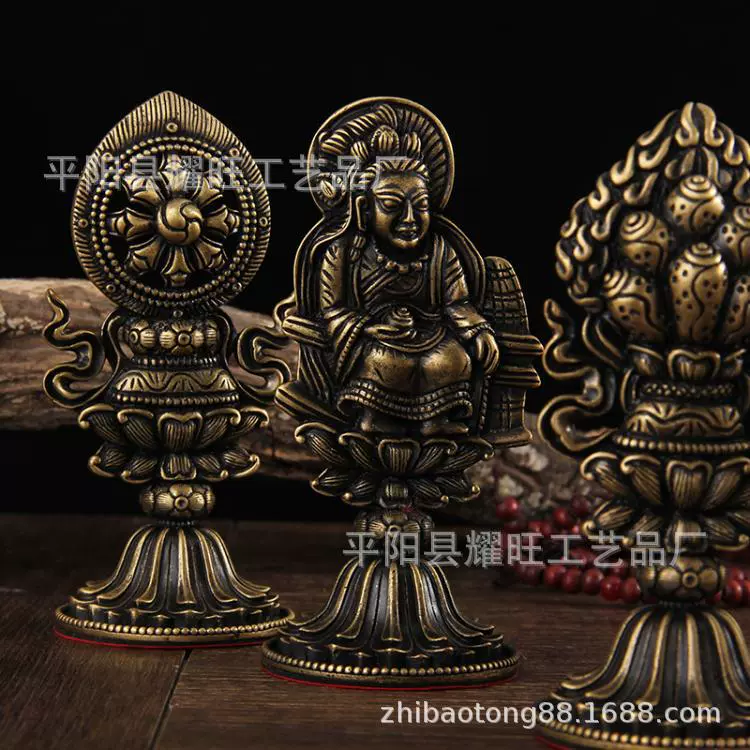 Wheel King Seven Treasures Seven Governance Treasure Auspicious Classical Ornament Carving-Forbidden Treasure Hall Offerings Ancient Blue-green