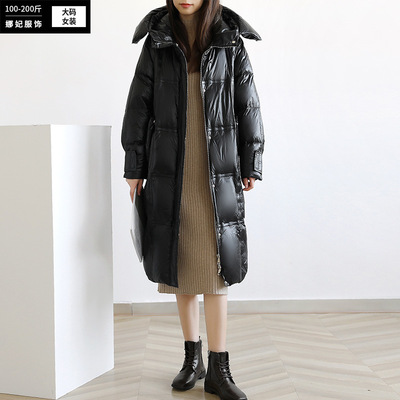 冬季大码女装韩版圆领中长加肥加大保暖休闲显瘦加厚长款特大外套|ms