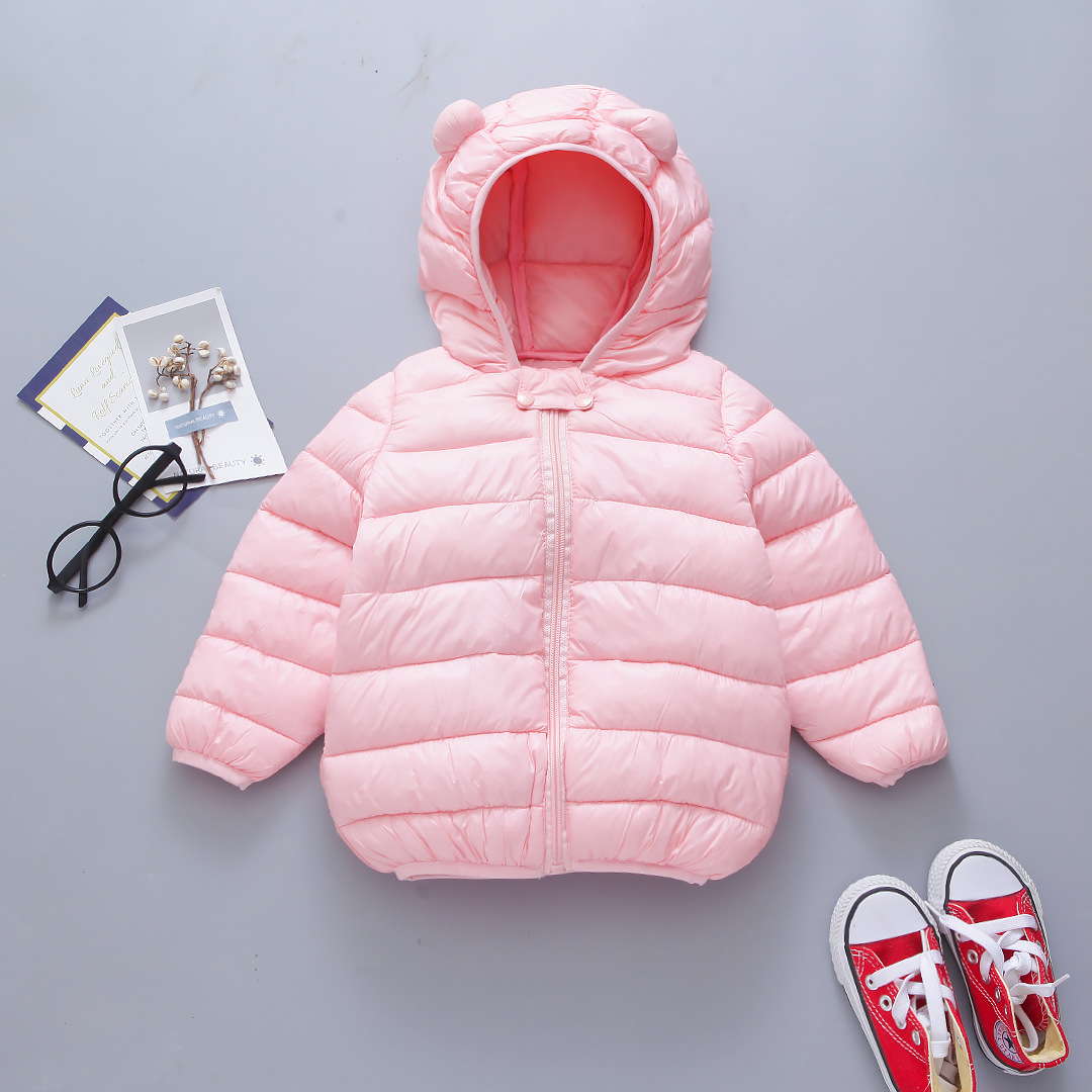 Children's cotton-padded jackets, lightweight styles for boys and girls, down-filled cotton-padded jackets, thickened coats for toddlers and babies in autumn and winter, hooded.