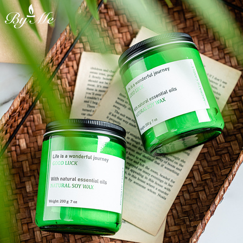 BYME green bottle scented candle diy handmade smokeless soy candle creative bedroom decoration scented candle customization
