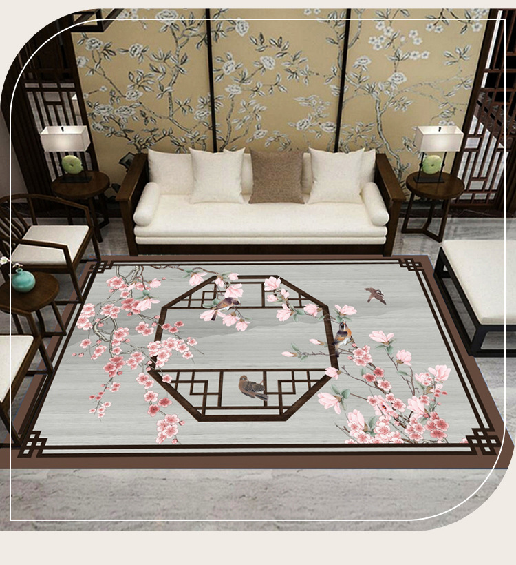 新中式地毯,印花地毯,长方形地毯,地毯地垫,客厅地毯,居家地毯,厨房垫,儿童爬行毯,沙发茶几地毯