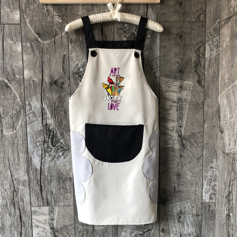 Aceite impermeable mochila Hotel hombres y mujeres ropa de trabajo logotipo impreso verano arte pintura delantal moda coreana Smock