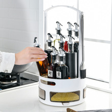 网红新款双层带架旋转置物架厨房调味品架创意多功能调味盒