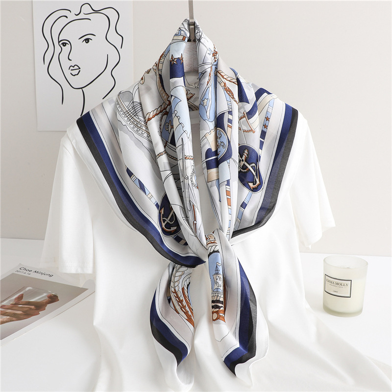 Segel-Stil, quadratischer Schal, Damenschal, 90 cm, Tourismus, Sonnenschutz, Schal, Stirnband, Nackenschutz, Schal, dekorativer Schal_voghion.com