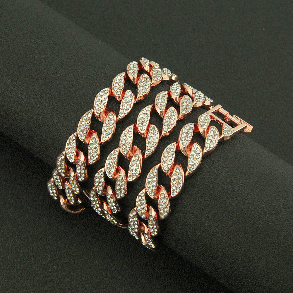 Pulsera Para El Tobillo Con Collar De Diamantes Cubanos De Diamantes Completos Para Hombres Europeos Y Americanos Al Por Mayor display picture 4