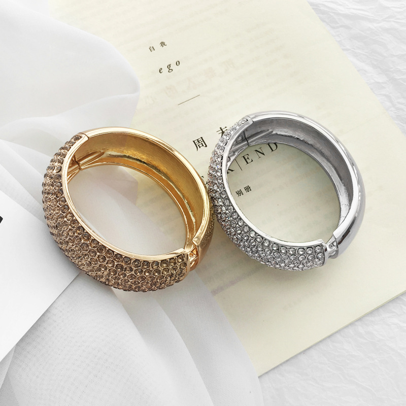 alloy wide-sided zircon bracelet