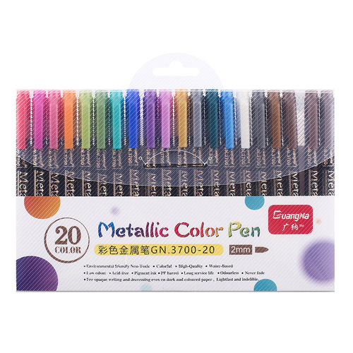 Manufacturer wholesale Guangna color marker pen 3700 hard head 12 colors DIY photo album black card pen metallic color graffiti pen