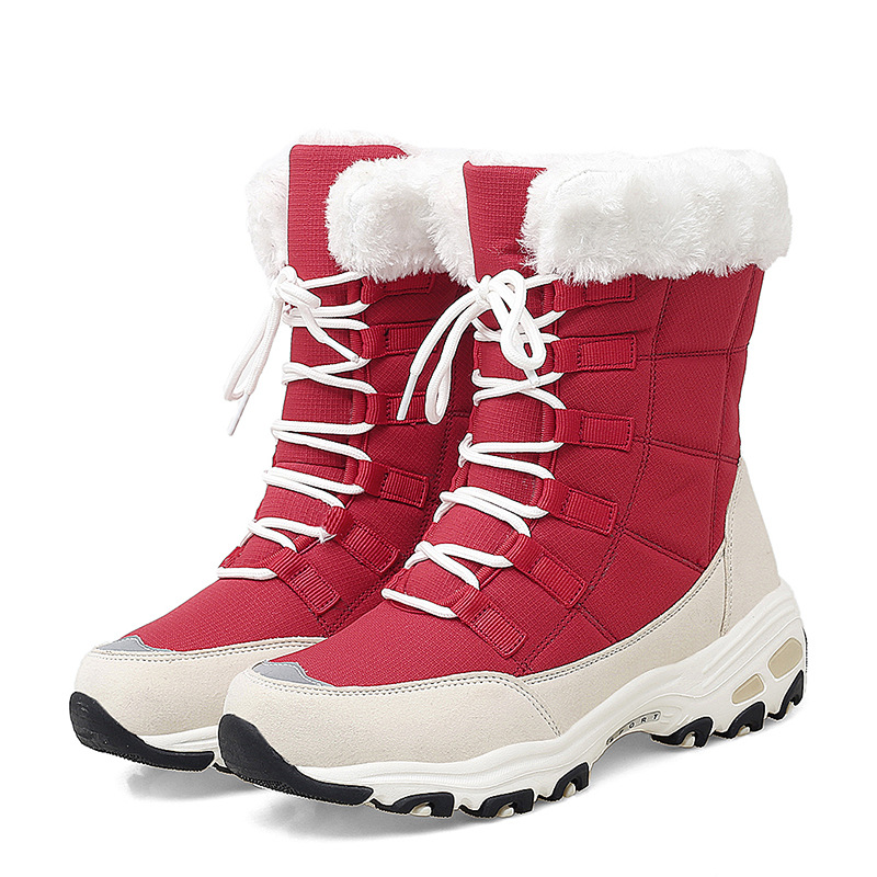 2022 new women's snow boots winter warm mid-leg boots plus velvet thickened northeast cotton shoes cross-border large size women's shoes
