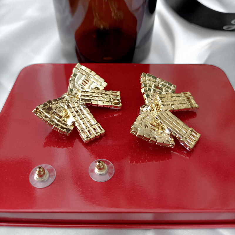 Bow Knot Pattern 1 Pair Sweet Bow Knot Rhinestone Rhinestones Ear Studs