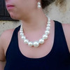 Accessory, short set from pearl, necklace and earrings, wholesale, European style