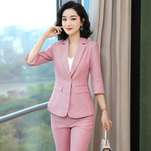 粉色职业西装套装女神范韩版2020春装新款高端正装时尚工作服显瘦