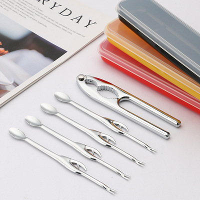 厂家直销吃蟹工具 不锈钢蟹勺蟹针 吃大闸蟹夹核桃工具