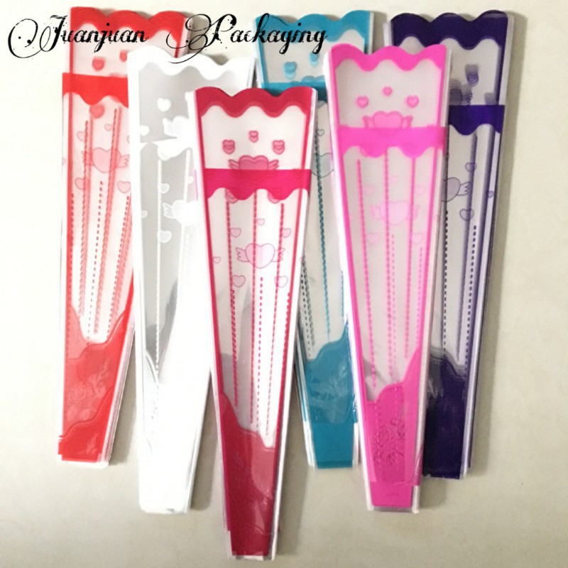 【小桃心花束袋】梯形鲜花袋 单支玫瑰花束包装花艺袋子厂家直销