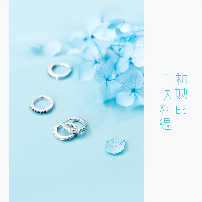 S925 botón de orejas de plata coreano micro diamantes aretes de aretes de círculo CHIC estilo de puerto aretes de orejas joyerías de aretes E9613