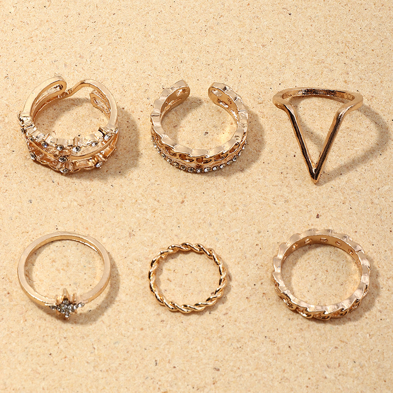 Wholesale Simple Versatile Opening Twist Diamond Star Geometric Ring display picture 4