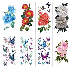 Waterproof Tattoo Stickers, Colorful Flower & Butterfly Designs for Studio Photography & Portrait Sets—High-Quality, Realistic Temporary Tattoos Ideal for Cross-Border Trade