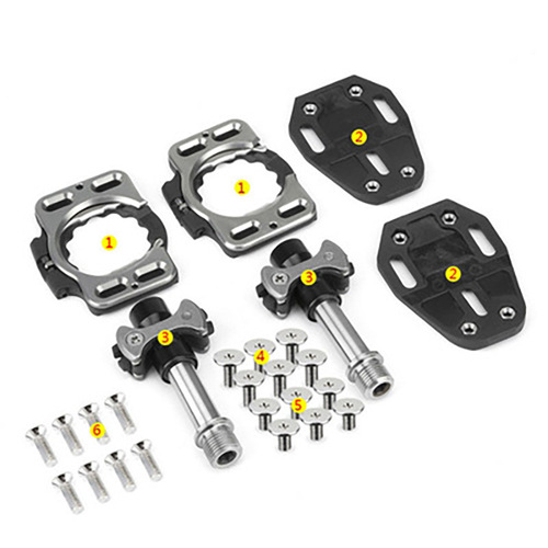 Titanium alloy lock-in road lock shoe clip pedal ultra-light three-roller bicycle lollipop self-locking pedal with lock plate