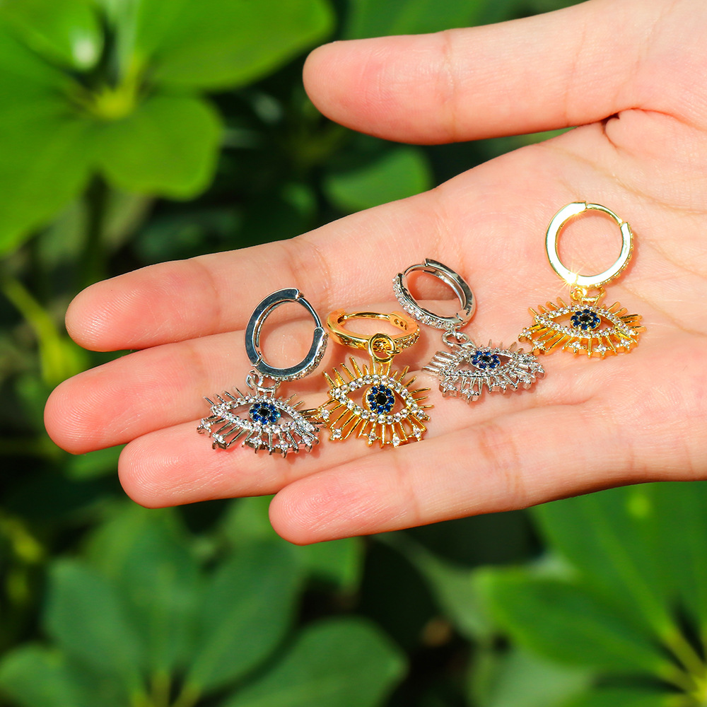 Copper Material Geometric Pattern Fashion Lucky Eye Copper Earrings