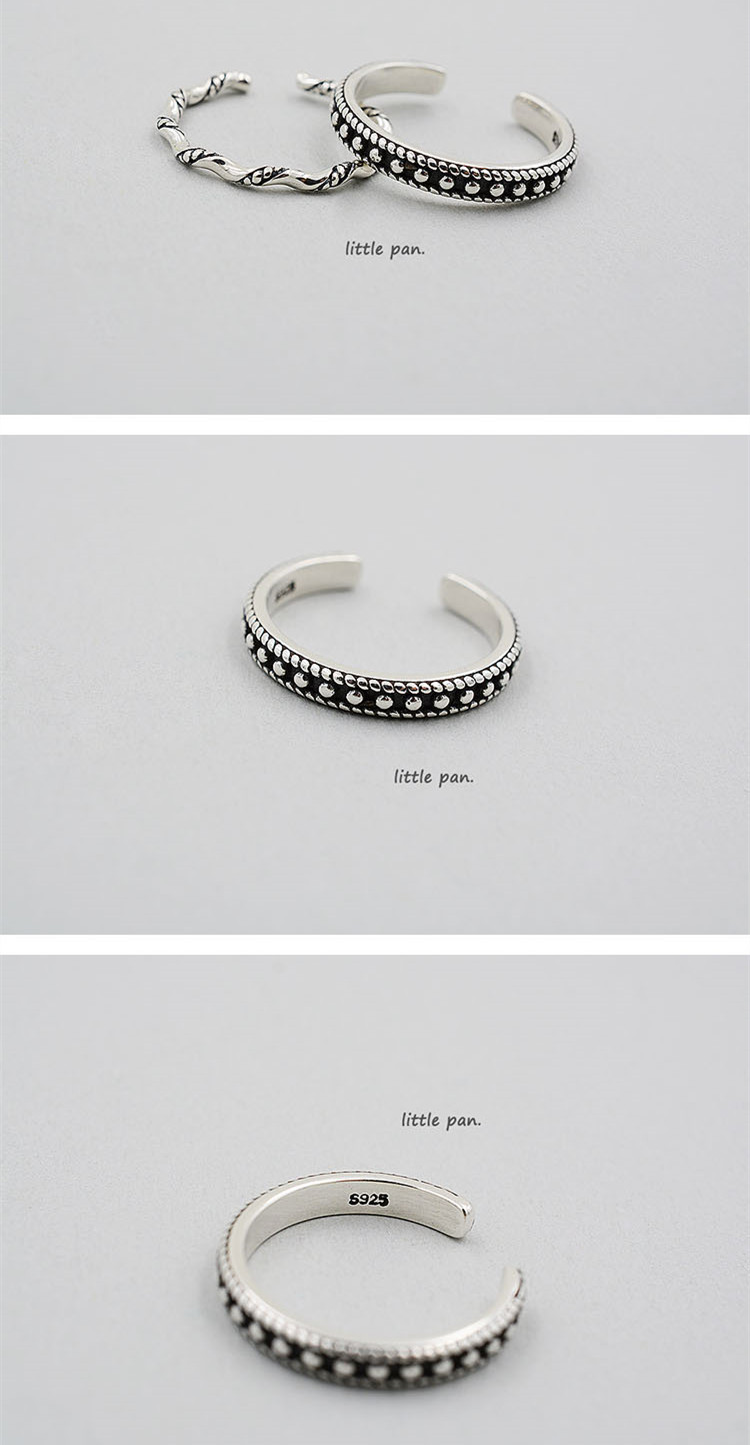 Korean S925 Sterling Silver Adjustable Open Ring display picture 2