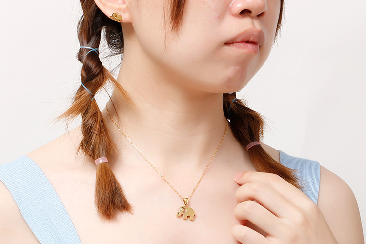 Stall Supply Korean Style Fashion Titanium Steel Diamond Elephant Fashion Earrings Necklace Small Se