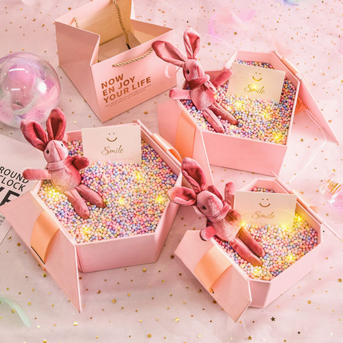 Creative octagonal hexagonal gift box empty box pink gift box with favor box cosmetic packaging box wholesale