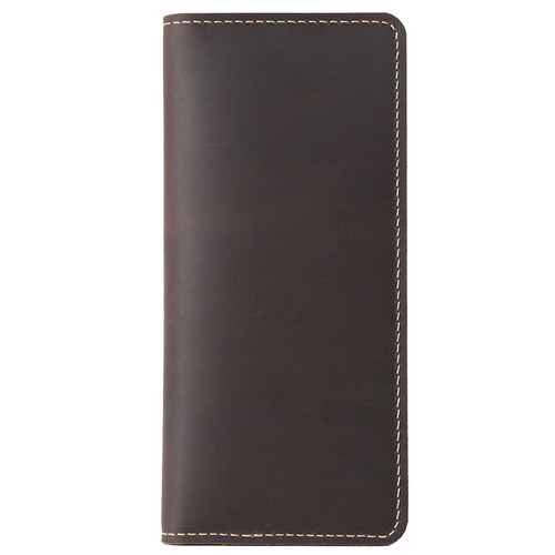 Retro Crazy Horse Leather Young Men's Long Wallet Ultra-Thin Genuine Leather Simple Wallet Men's First-Layer Cowhide Wallet Trendy