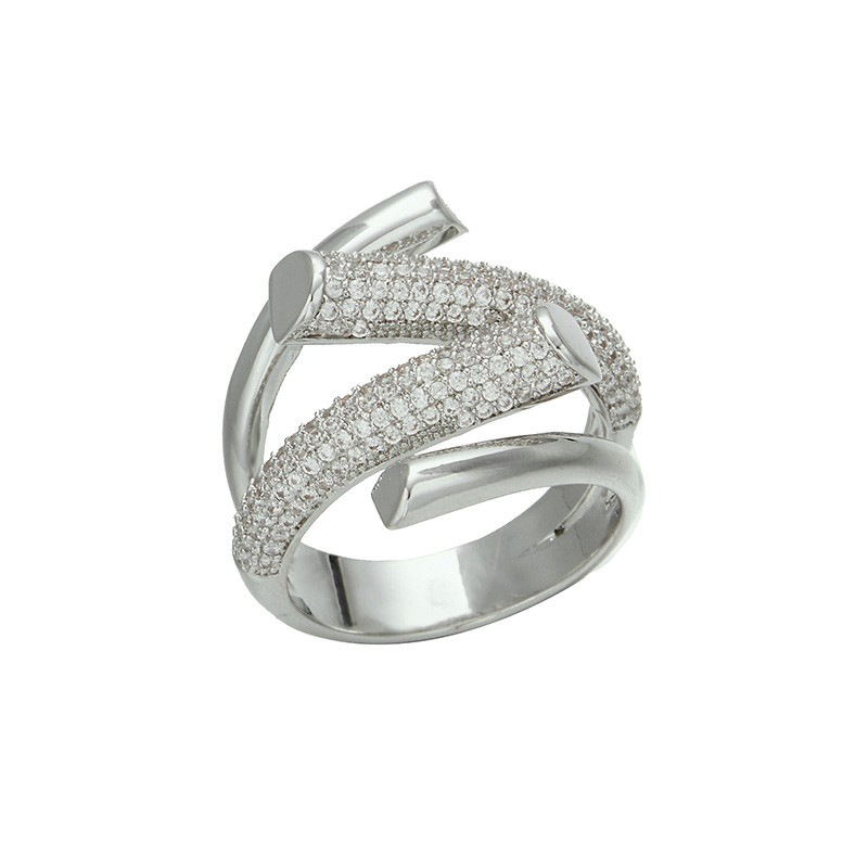 Korean Metal Element Open Ring Wild Rhinestone Geometric Ring For Women Wholesale display picture 4