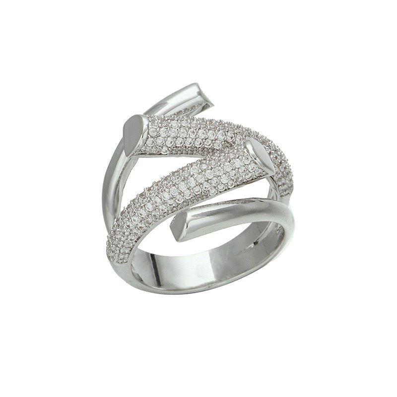 Elemento De Metal Coreano Anillo Abierto Rhinestone Salvaje Anillo Geométrico Para Mujeres Al Por Mayor display picture 4