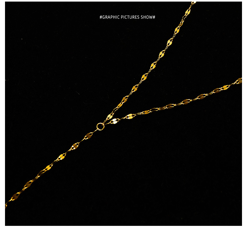 Titanstahl Plattiert 18 Karat Echtgold Quaste Lange Halskette Perle Y-förmiges Schlüsselbein Halskette Set display picture 4
