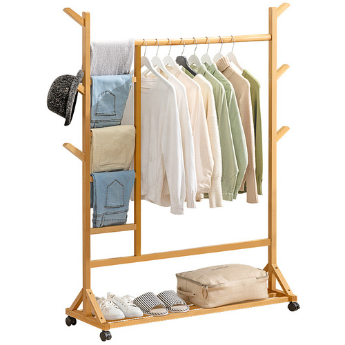 Clothes rack, household trouser rack, children's coat rack, floor-standing solid wood simple and simple modern bedroom clothes rack
