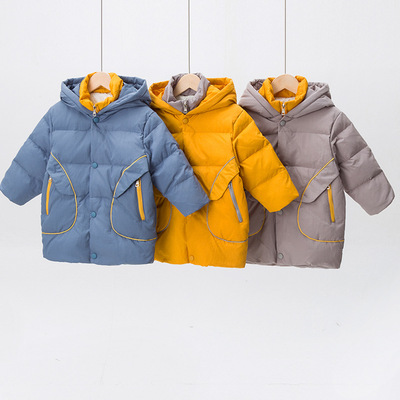 河山2020新款儿童羽绒服中长款韩版男童女童加厚冬季假两件外套|ms