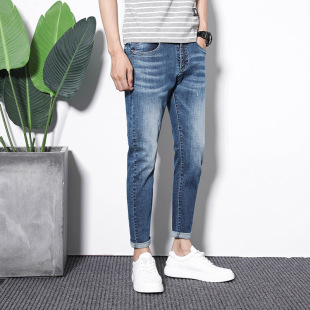 Jeans men's spring 2021 fashion brand Korean fashion slim fit pencil pants stretch casual light color pants men