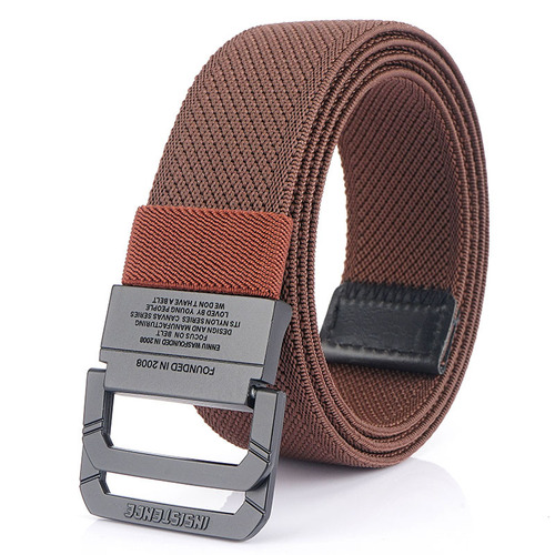 Double-ring buckle stretch elastic canvas narrow belt trendy belt canvas woven trouser belt manufacturer wholesale