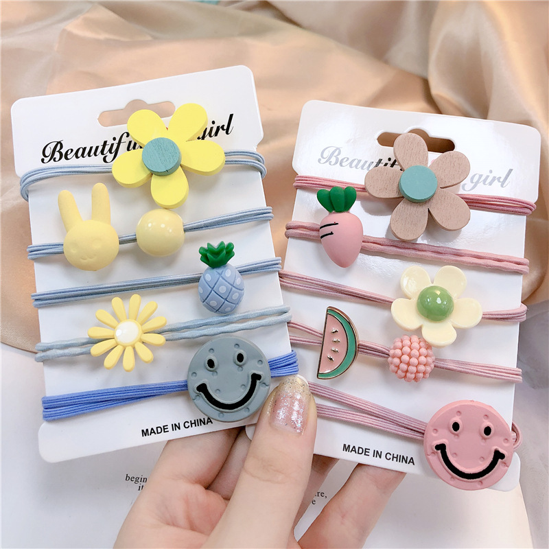 韩版网红ins发饰可爱森系花朵水果笑脸头绳发绳橡皮筋发圈头饰女|ms