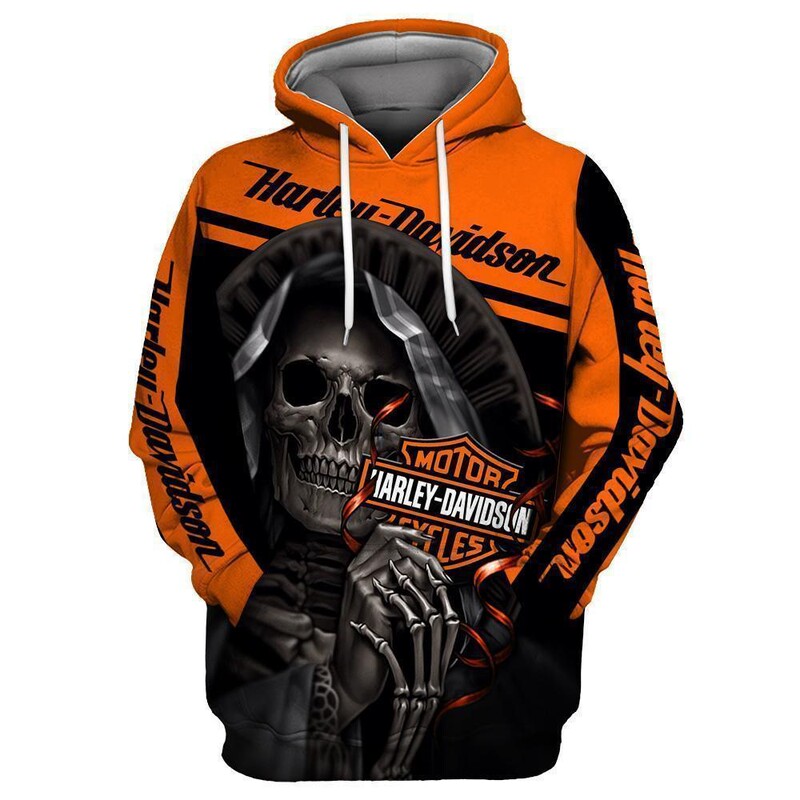 2023 Europe and the United States cross-border men's new Harley 3d digital printing loose pullover hoodie sweater baseball uniform